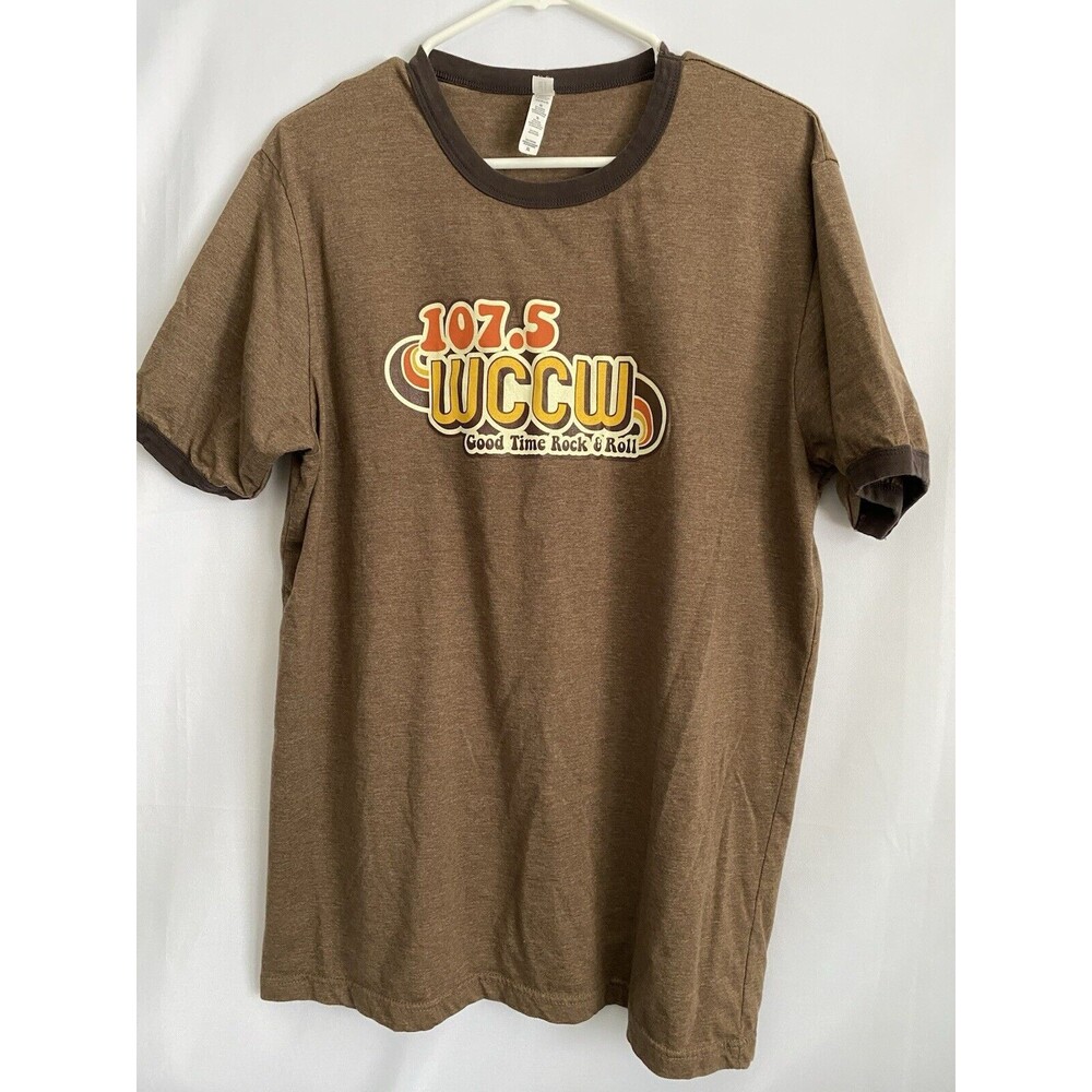 Men's XL Brown 107.5 WCCW Good Time Rock & Roll Tshirt